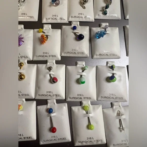 Bulk Lot 32 NOS Belly Rings 316L Surgical Steel Jewelry Store Stock Y2K